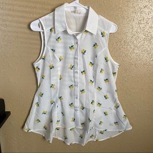Urban Dictionary lemon print peplum sleeveless top